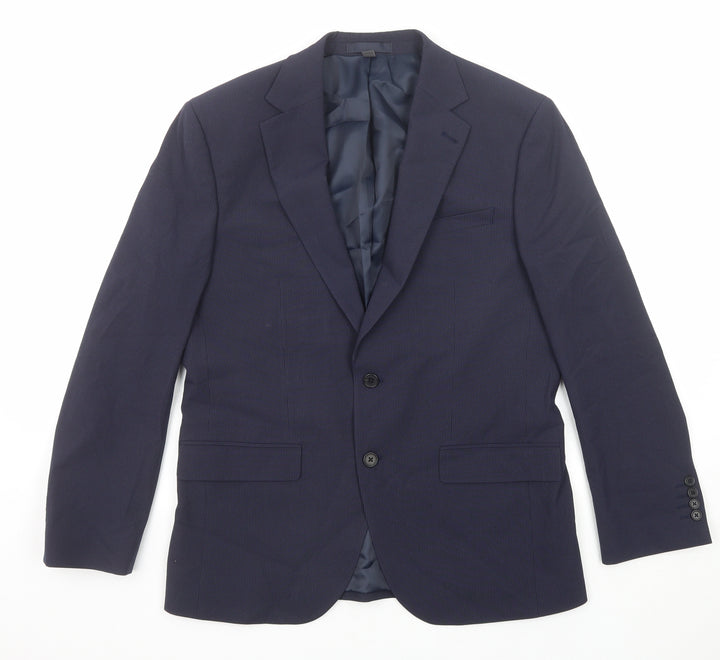 Marks and Spencer Mens Blue Striped Polyester Jacket Suit Jacket Size 38 Regular