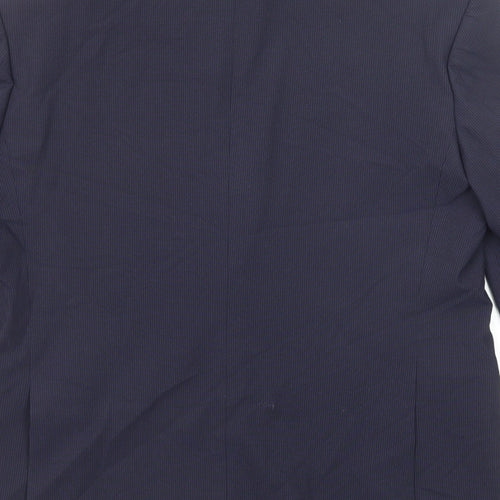 Marks and Spencer Mens Blue Striped Polyester Jacket Suit Jacket Size 38 Regular