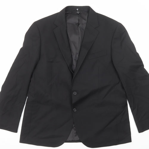 Marks and Spencer Mens Black Polyester Jacket Suit Jacket Size 42 Regular