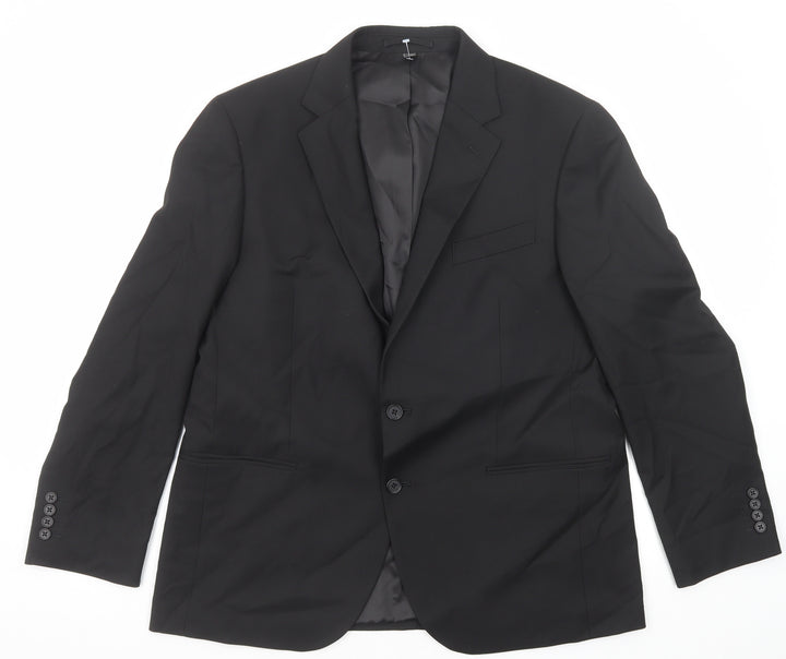 Marks and Spencer Mens Black Polyester Jacket Suit Jacket Size 42 Regular