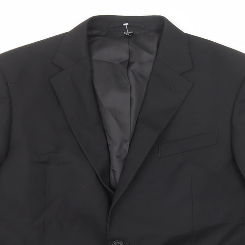 Marks and Spencer Mens Black Polyester Jacket Suit Jacket Size 42 Regular