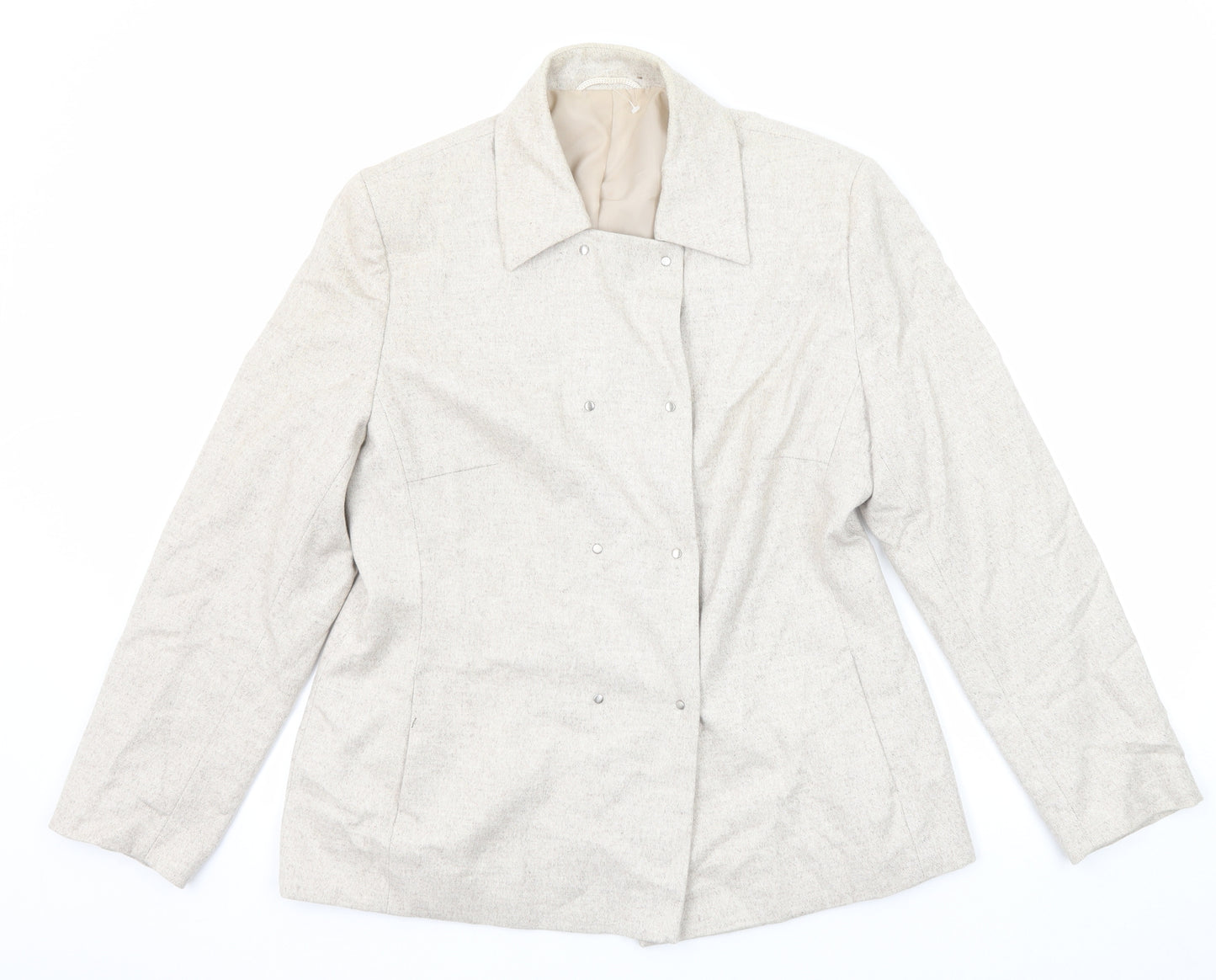 Steilmann Womens Beige Geometric Jacket Blazer Size 16 Snap