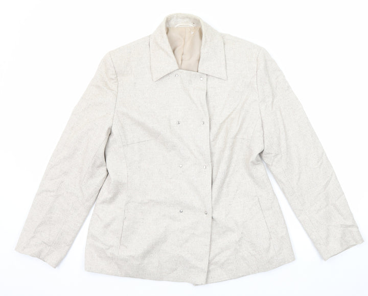 Steilmann Womens Beige Geometric Jacket Blazer Size 16 Snap
