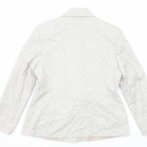 Steilmann Womens Beige Geometric Jacket Blazer Size 16 Snap