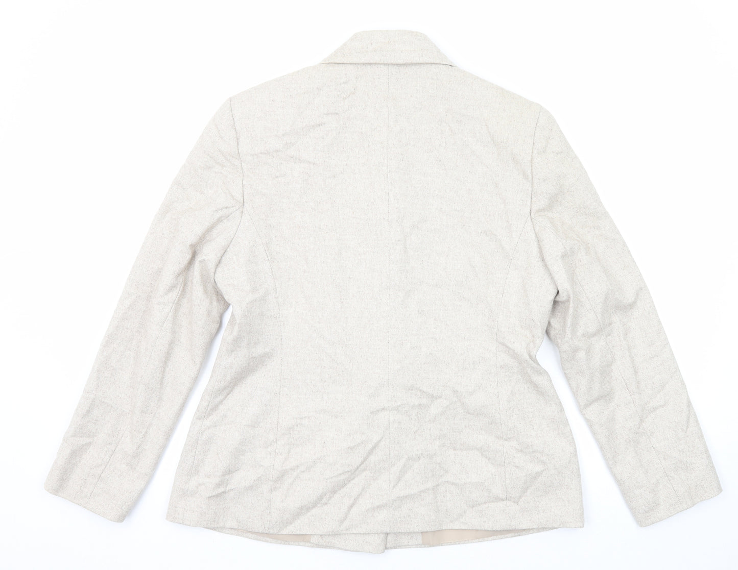 Steilmann Womens Beige Geometric Jacket Blazer Size 16 Snap
