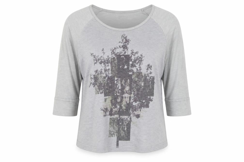 Front view of Next women’s grey polyester basic t-shirt, size UK 10, round neck