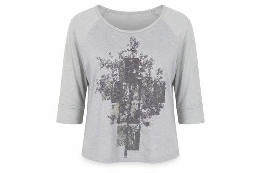 Front view of Next women’s grey polyester basic t-shirt, size UK 10, round neck