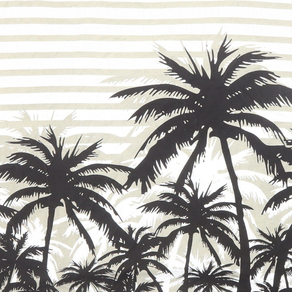 Roman Womens Beige Striped Viscose Basic T-Shirt Size 20 Round Neck - Palm Tree