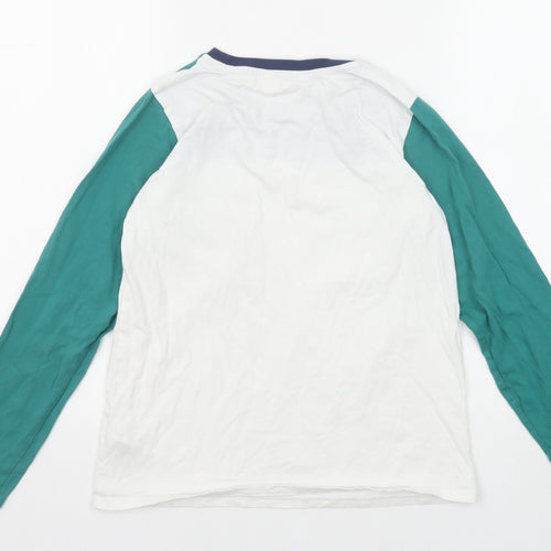 Marks and Spencer Boys Green Colourblock Cotton Basic T-Shirt Size 11-12 Years Round Neck Pullover