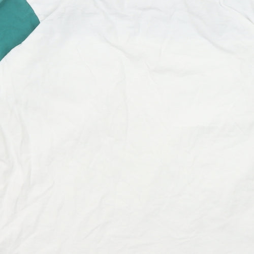 Marks and Spencer Boys Green Colourblock Cotton Basic T-Shirt Size 11-12 Years Round Neck Pullover