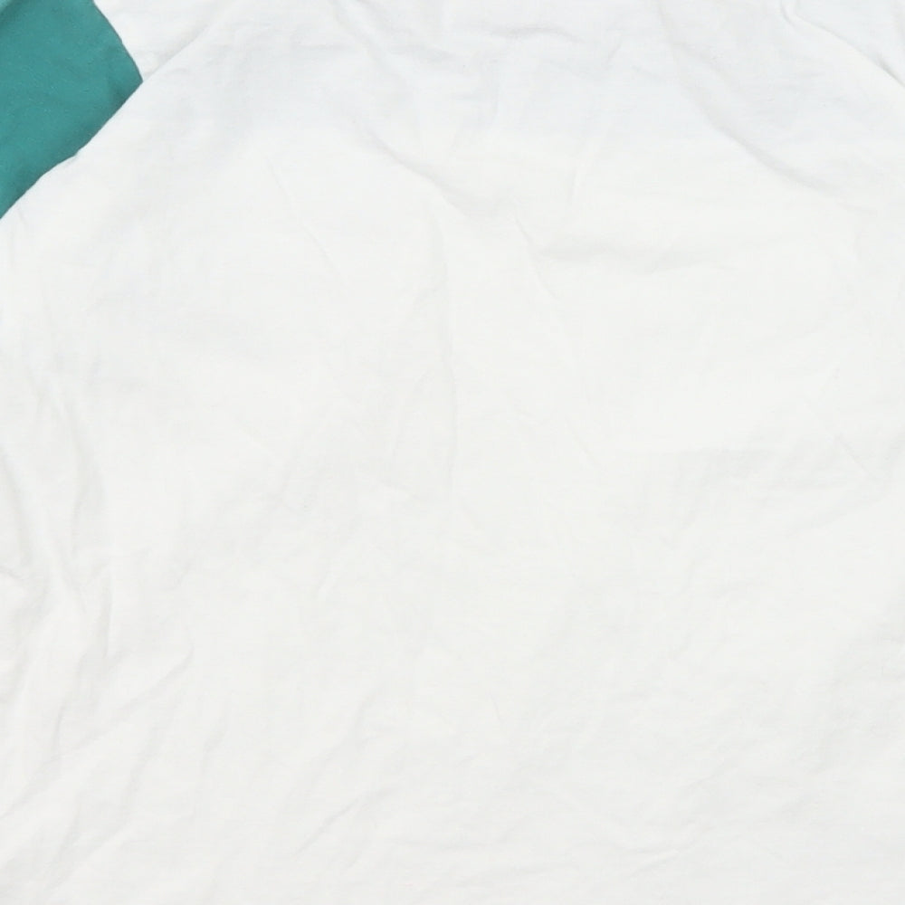 Marks and Spencer Boys Green Colourblock Cotton Basic T-Shirt Size 11-12 Years Round Neck Pullover