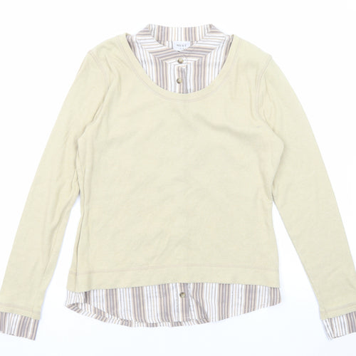 NEXT Womens Beige Cotton Basic T-Shirt Size 14 Round Neck - Shirt Insert
