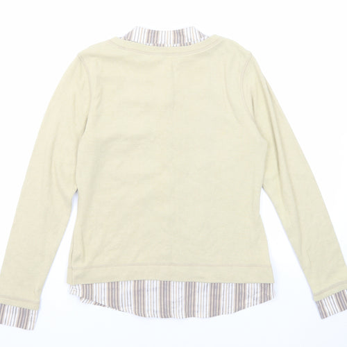 NEXT Womens Beige Cotton Basic T-Shirt Size 14 Round Neck - Shirt Insert