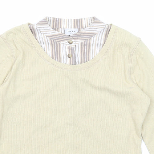 NEXT Womens Beige Cotton Basic T-Shirt Size 14 Round Neck - Shirt Insert