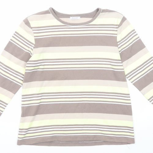Damart Womens Multicoloured Striped Cotton Basic T-Shirt Size 10 Round Neck - Size 10-12