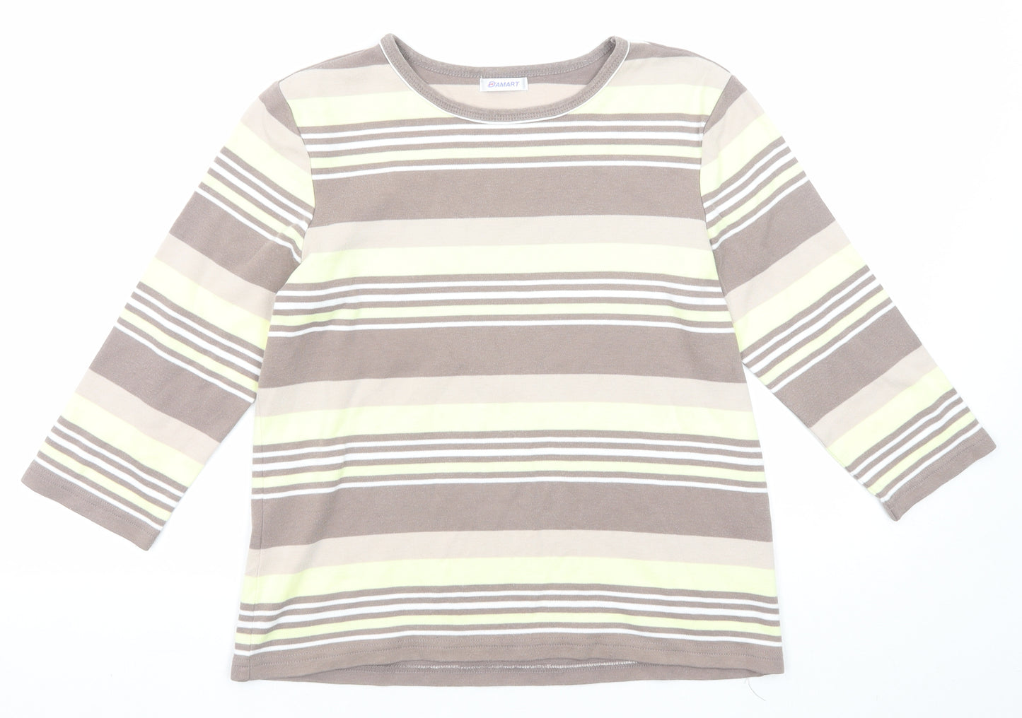 Damart Womens Multicoloured Striped Cotton Basic T-Shirt Size 10 Round Neck - Size 10-12