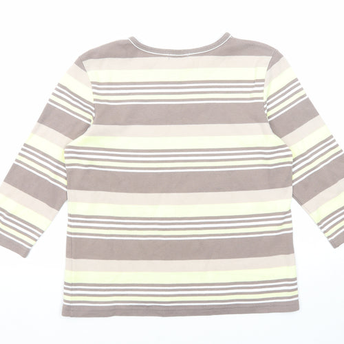 Damart Womens Multicoloured Striped Cotton Basic T-Shirt Size 10 Round Neck - Size 10-12