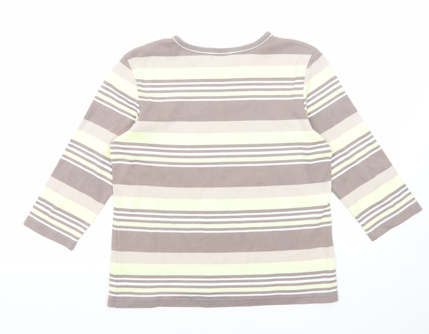 Damart Womens Multicoloured Striped Cotton Basic T-Shirt Size 10 Round Neck - Size 10-12