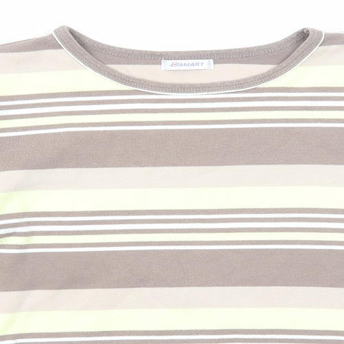Damart Womens Multicoloured Striped Cotton Basic T-Shirt Size 10 Round Neck - Size 10-12
