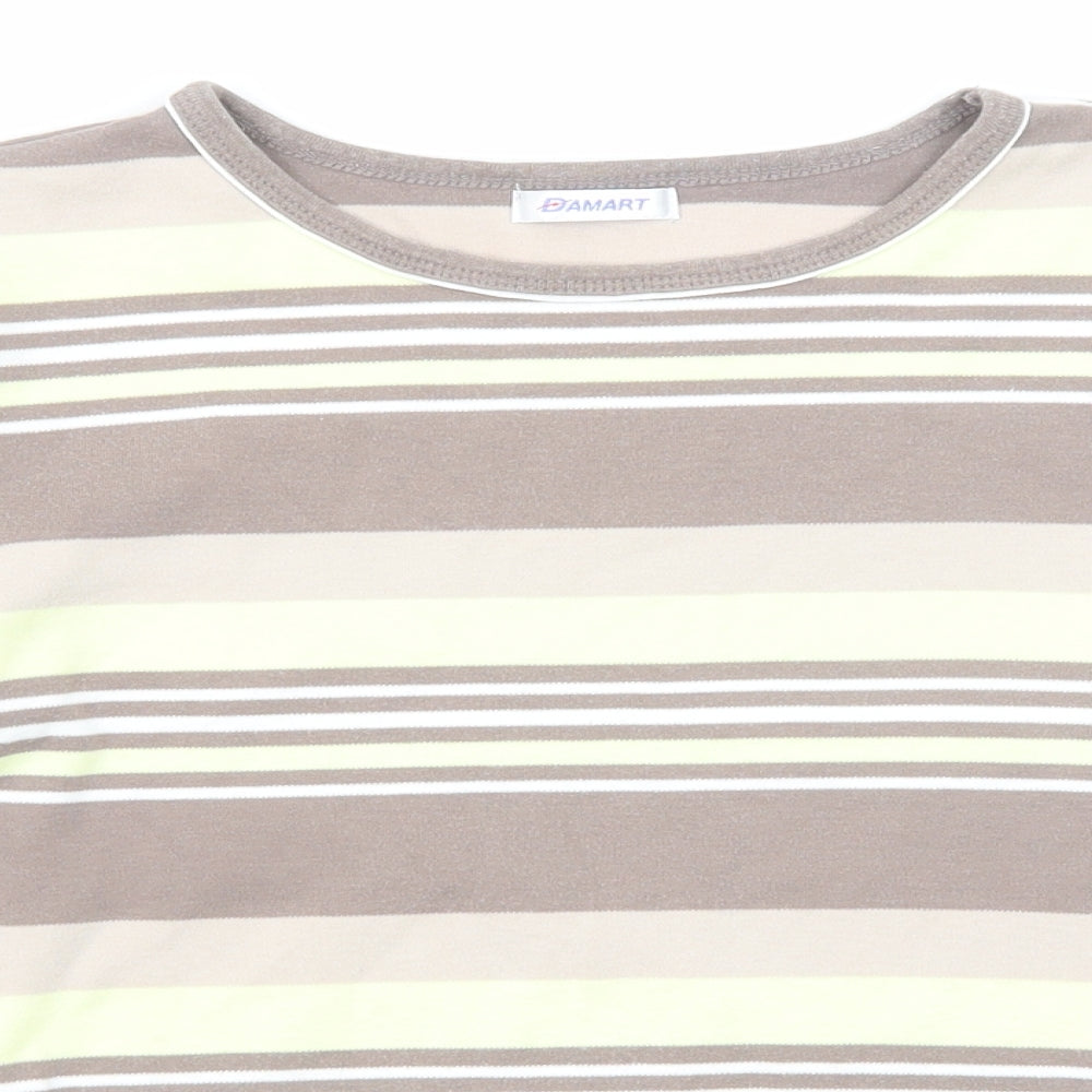 Damart Womens Multicoloured Striped Cotton Basic T-Shirt Size 10 Round Neck - Size 10-12