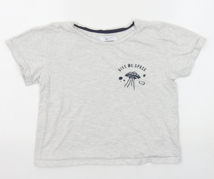 New Look Girls Grey Cotton Basic T-Shirt Size M Round Neck Pullover - Give Me Space
