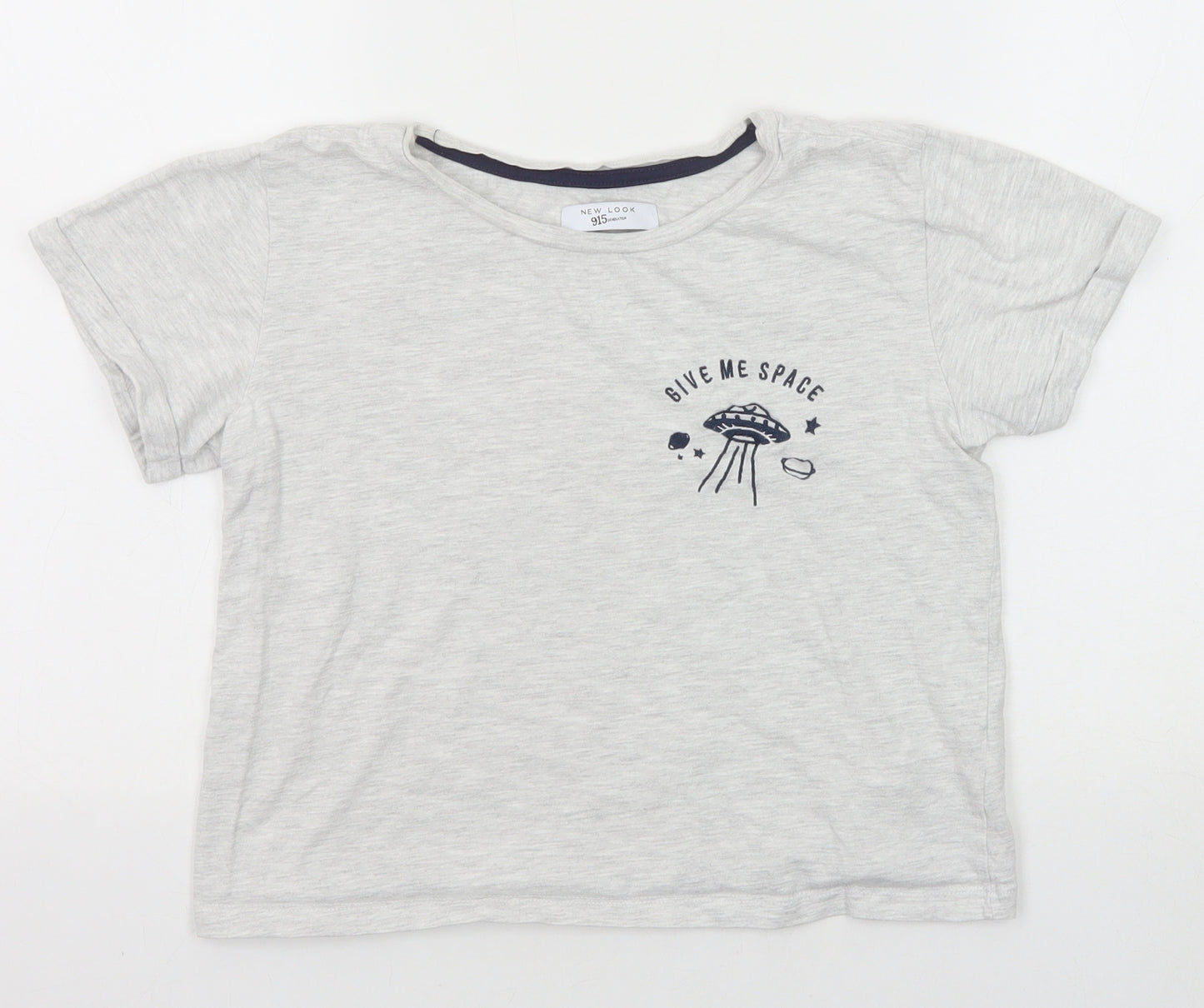 New Look Girls Grey Cotton Basic T-Shirt Size M Round Neck Pullover - Give Me Space