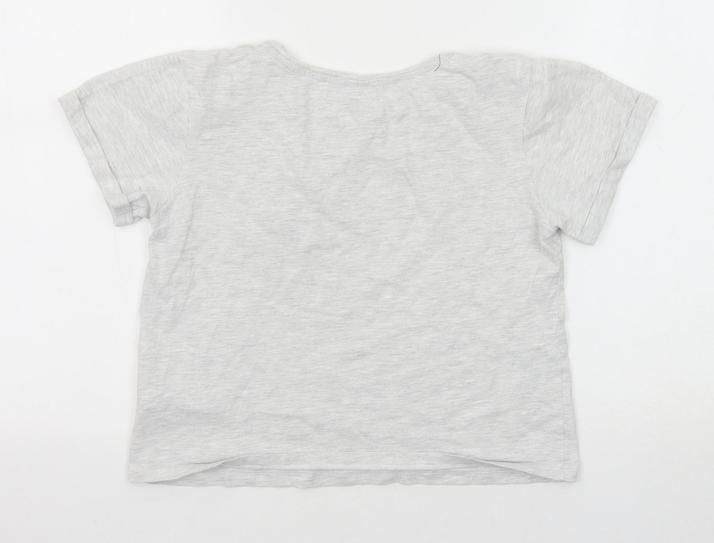 New Look Girls Grey Cotton Basic T-Shirt Size M Round Neck Pullover - Give Me Space