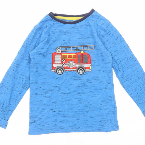NEXT Boys Blue Cotton Basic T-Shirt Size 4-5 Years Round Neck Pullover - Fire Engine