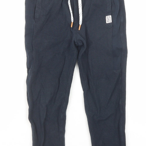 H&M Boys Blue Cotton Jogger Trousers Size 5-6 Years Regular Drawstring