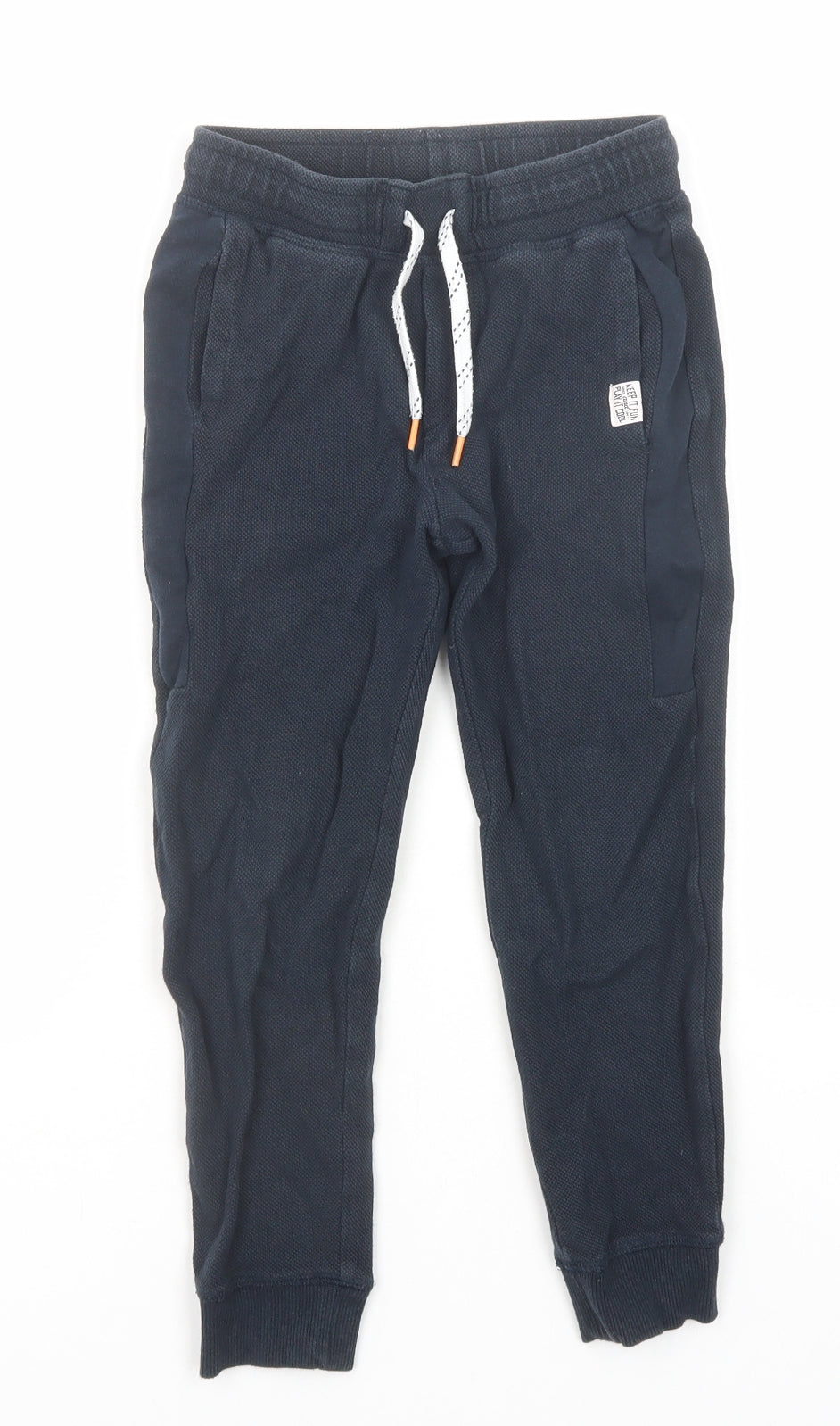 H&M Boys Blue Cotton Jogger Trousers Size 5-6 Years Regular Drawstring