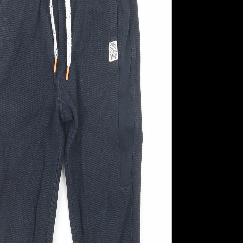 H&M Boys Blue Cotton Jogger Trousers Size 5-6 Years Regular Drawstring