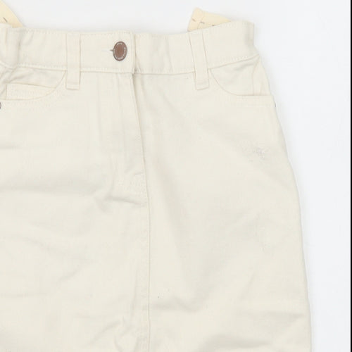 NEXT Girls Ivory Cotton Straight & Pencil Skirt Size 9 Years Regular Zip