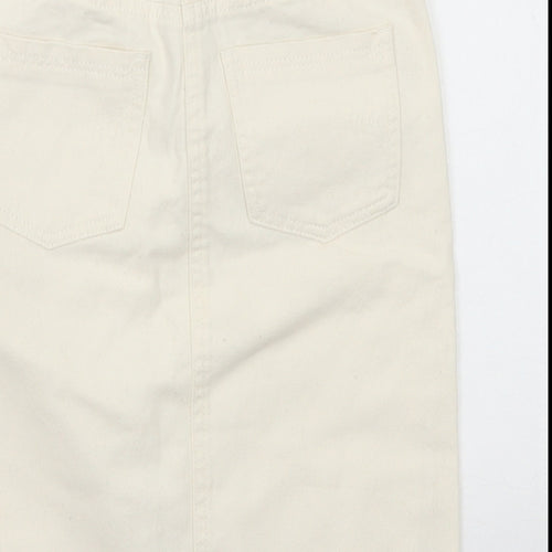 NEXT Girls Ivory Cotton Straight & Pencil Skirt Size 9 Years Regular Zip