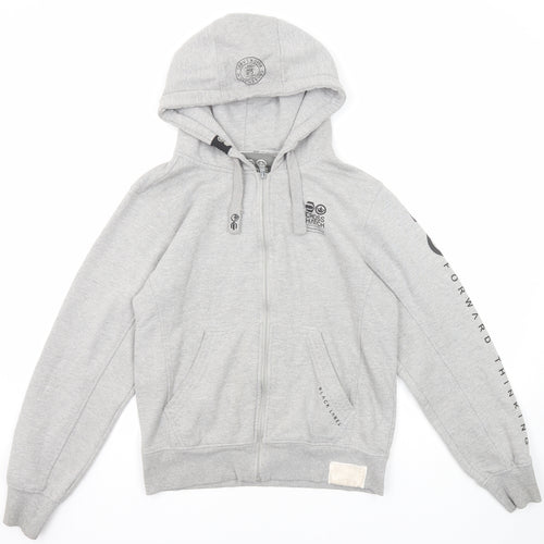 Crosshatch Mens Grey Cotton Full Zip Hoodie Size M