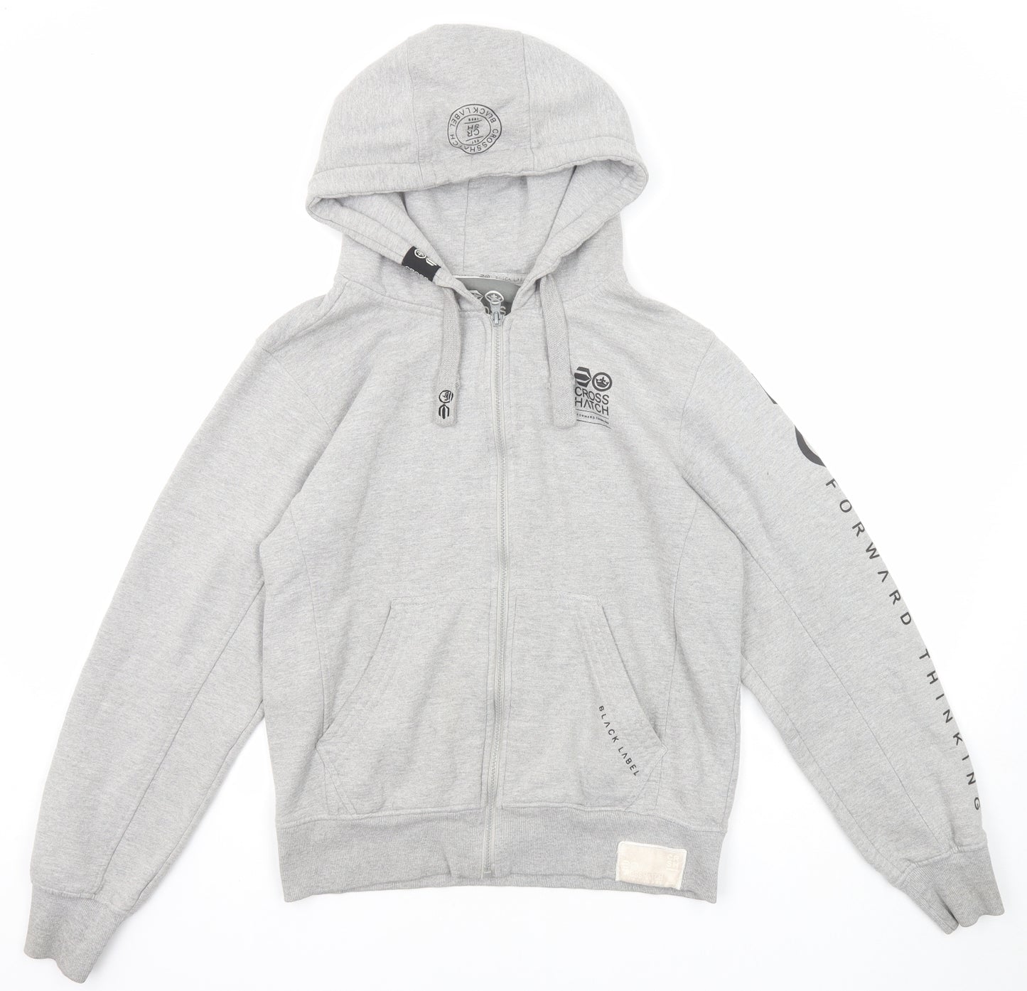 Crosshatch Mens Grey Cotton Full Zip Hoodie Size M