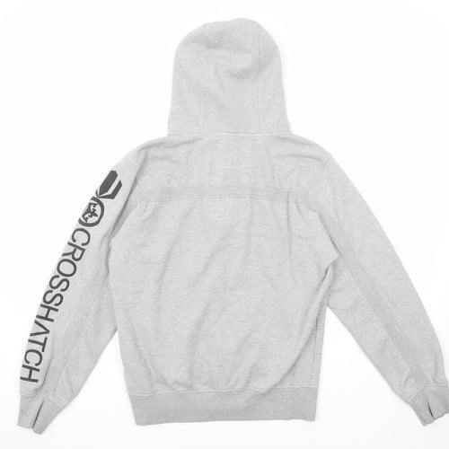 Crosshatch Mens Grey Cotton Full Zip Hoodie Size M