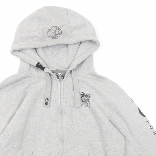 Crosshatch Mens Grey Cotton Full Zip Hoodie Size M