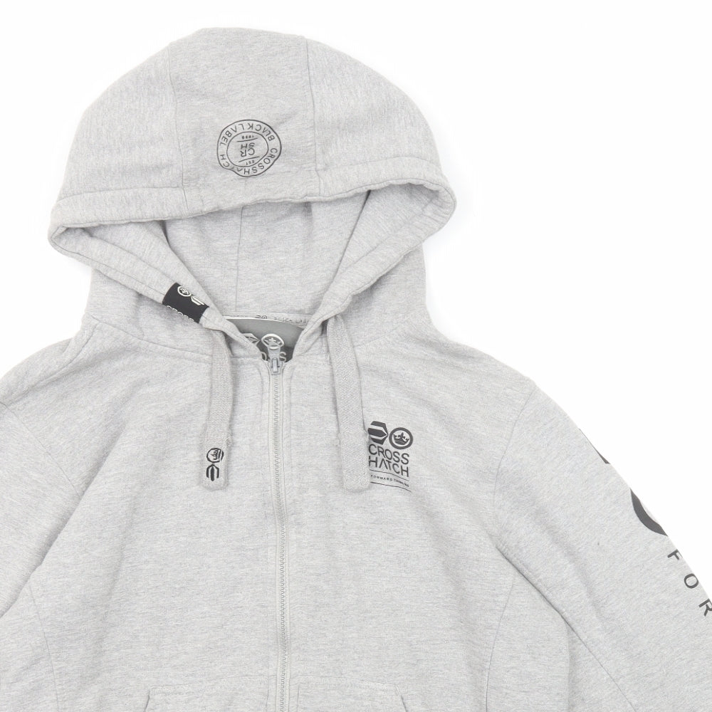 Crosshatch Mens Grey Cotton Full Zip Hoodie Size M