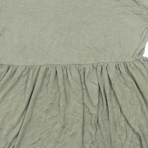 Boohoo Womens Green Viscose Basic T-Shirt Size 8 Round Neck