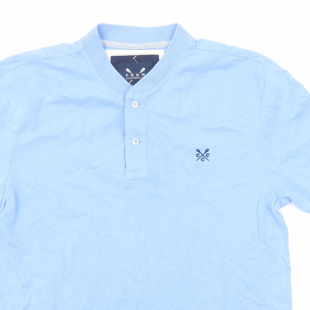 Crew Clothing Mens Blue Cotton Polo Size M Collared Button