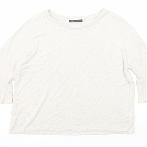 Marks and Spencer Womens Beige Round Neck Viscose Pullover Jumper Size 14