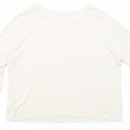 Marks and Spencer Womens Beige Round Neck Viscose Pullover Jumper Size 14