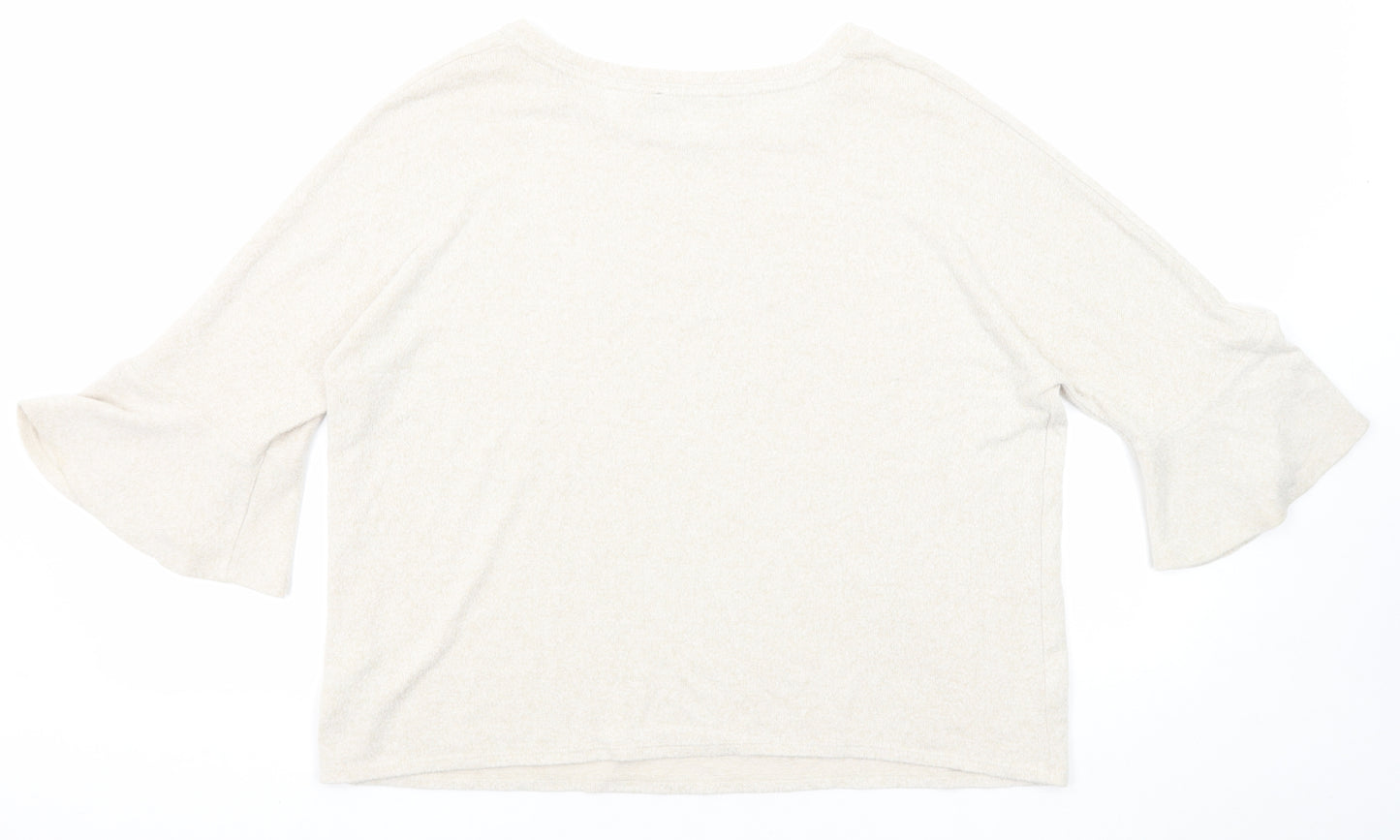 Marks and Spencer Womens Beige Round Neck Viscose Pullover Jumper Size 14