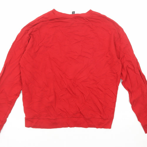 Divided by H&M Womens Red Cotton Pullover Sweatshirt Size M Pullover - Dear Santa Define Good