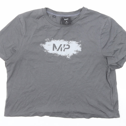 MP Womens Grey Cotton Basic T-Shirt Size M Round Neck