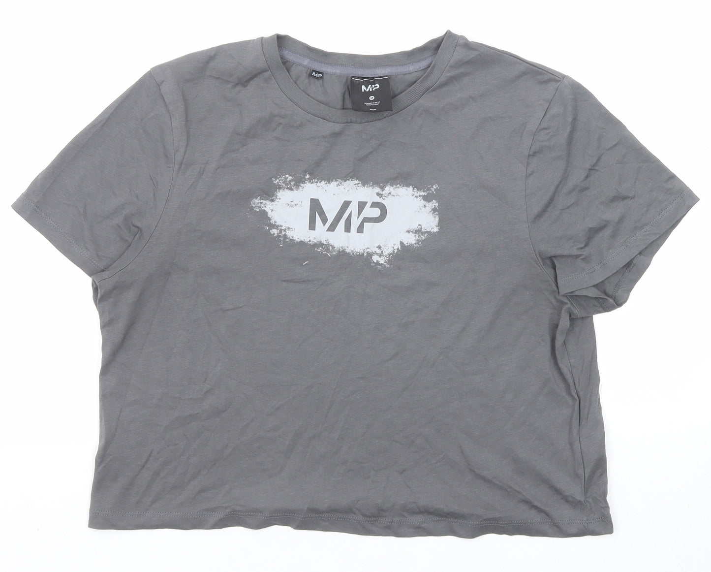 MP Womens Grey Cotton Basic T-Shirt Size M Round Neck
