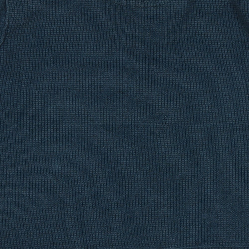 Threadbare Mens Green Round Neck Cotton Henley Jumper Size M Long Sleeve