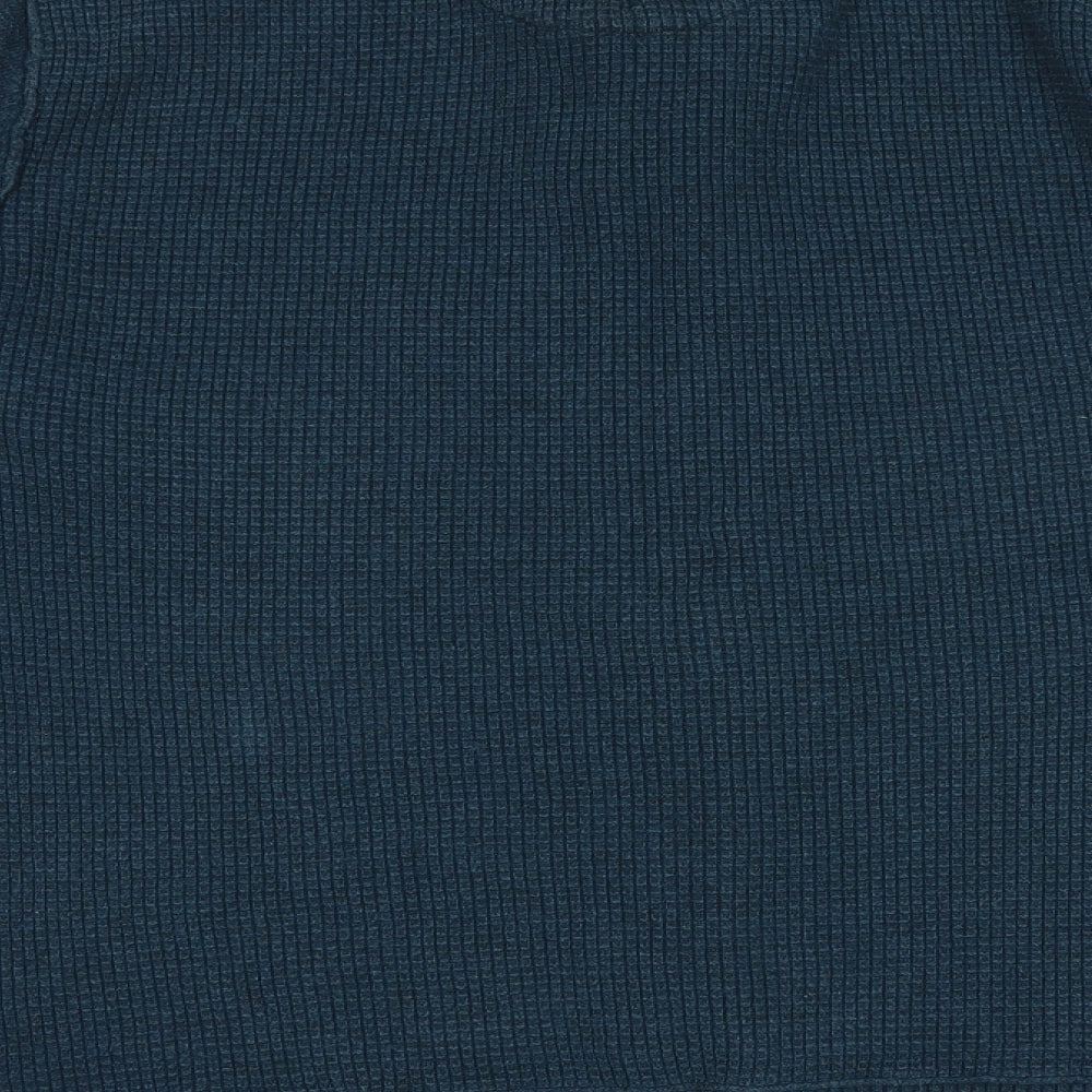 Threadbare Mens Green Round Neck Cotton Henley Jumper Size M Long Sleeve