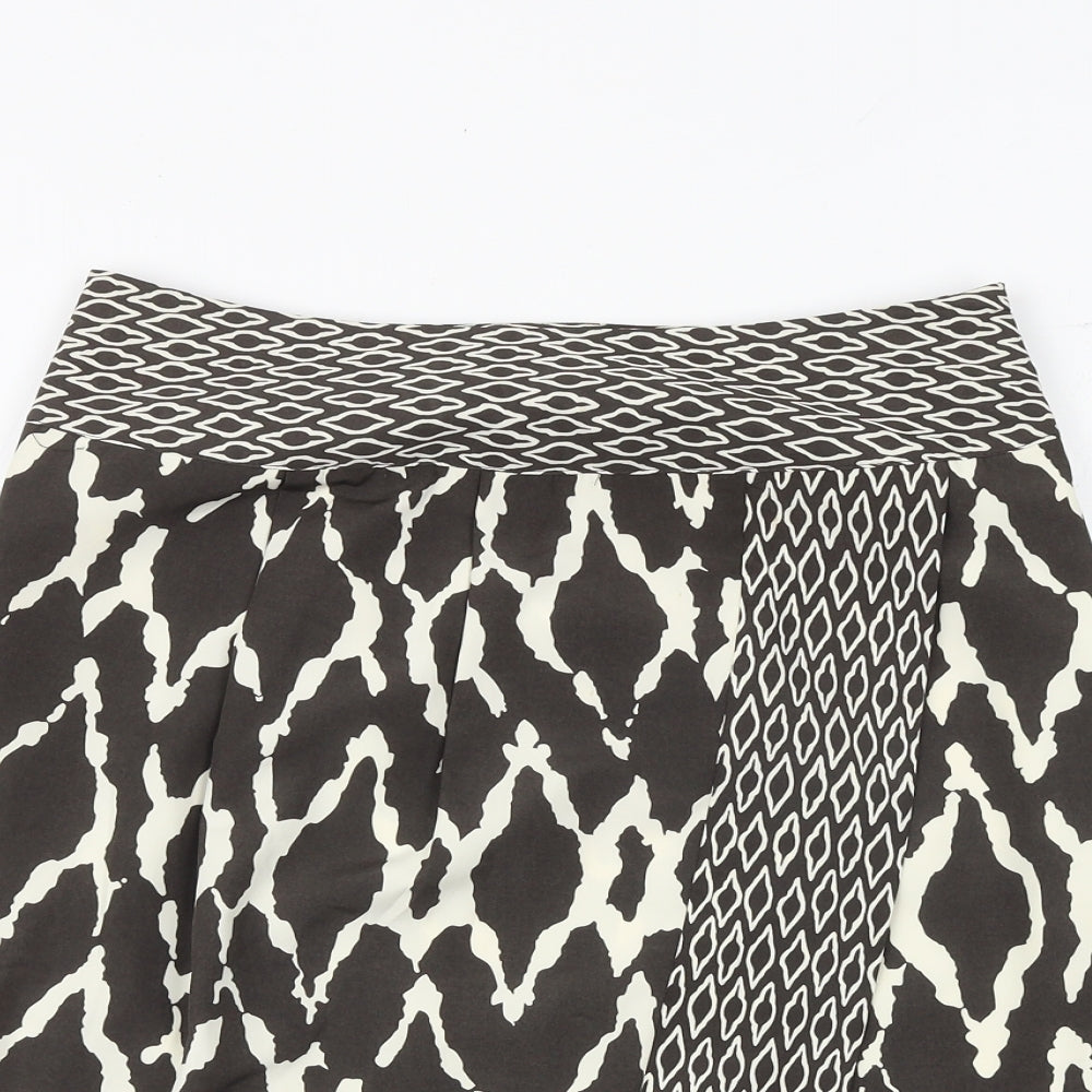 Marks and Spencer Womens Black Geometric Polyester A-Line Skirt Size 10 Zip