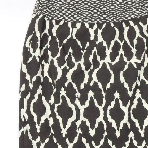Marks and Spencer Womens Black Geometric Polyester A-Line Skirt Size 10 Zip